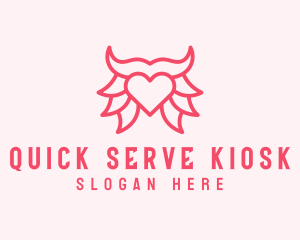 Pink Bull Heart  logo design