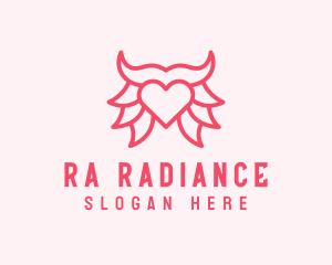 Pink Bull Heart  logo design