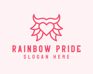 Pink Bull Heart  logo design