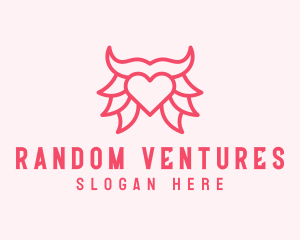 Pink Bull Heart  logo design