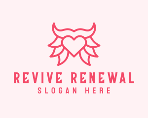 Pink Bull Heart  logo design