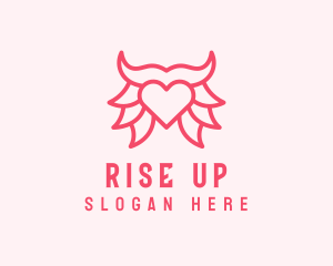 Pink Bull Heart  logo design