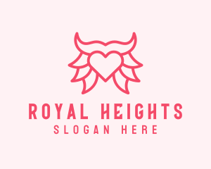 Pink Bull Heart  logo design