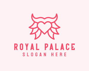 Pink Bull Heart  logo design