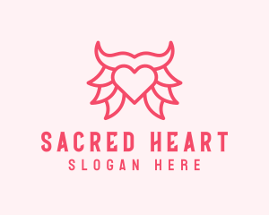 Pink Bull Heart  logo design