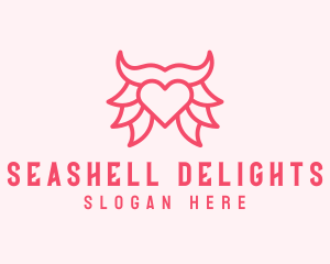 Pink Bull Heart  logo design