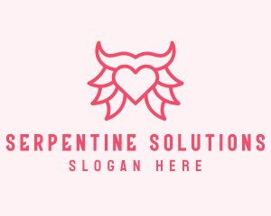 Pink Bull Heart  logo design