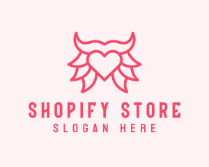 Pink Bull Heart  logo design