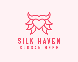 Pink Bull Heart  logo design