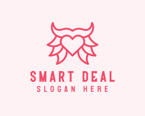 Pink Bull Heart  logo design