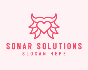 Pink Bull Heart  logo design