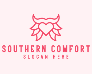 Pink Bull Heart  logo design