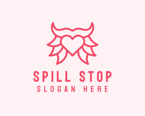 Pink Bull Heart  logo design