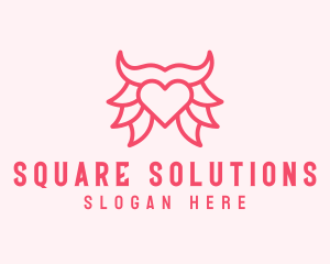 Pink Bull Heart  logo design