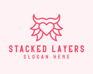 Pink Bull Heart  logo design