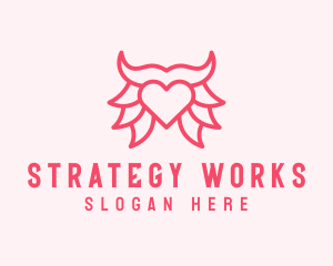 Pink Bull Heart  logo design