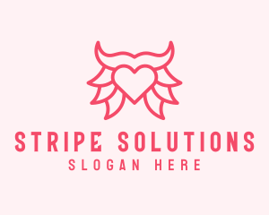 Pink Bull Heart  logo design