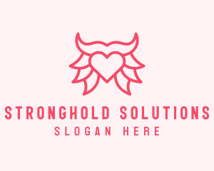 Pink Bull Heart  logo design