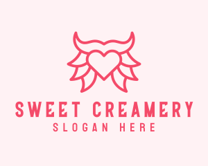 Pink Bull Heart  logo design