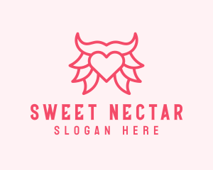 Pink Bull Heart  logo design