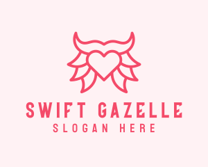 Pink Bull Heart  logo design