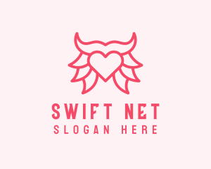 Pink Bull Heart  logo design