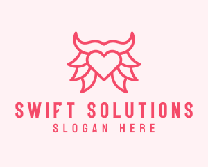 Pink Bull Heart  logo design