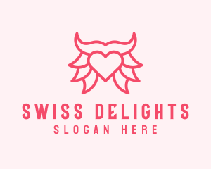 Pink Bull Heart  logo design