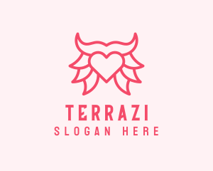 Pink Bull Heart  logo design