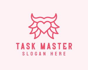 Pink Bull Heart  logo design