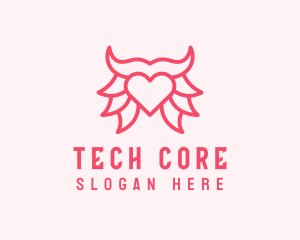 Pink Bull Heart  logo design