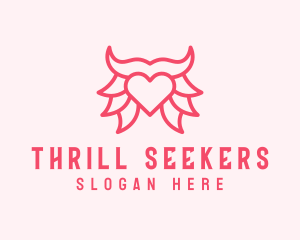 Pink Bull Heart  logo design