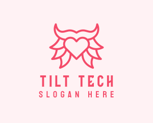 Pink Bull Heart  logo design