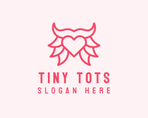 Pink Bull Heart  logo design