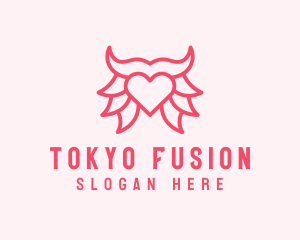 Pink Bull Heart  logo design