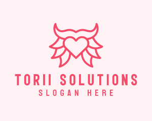 Pink Bull Heart  logo design