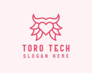 Pink Bull Heart  logo design