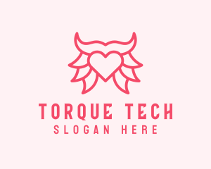 Pink Bull Heart  logo design