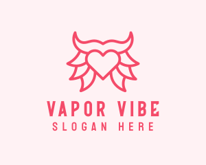 Pink Bull Heart  logo design