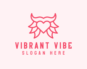 Pink Bull Heart  logo design