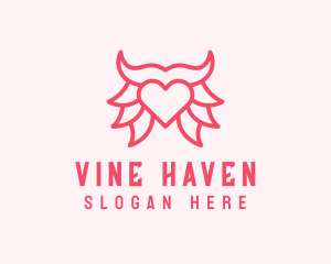 Pink Bull Heart  logo design