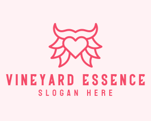 Pink Bull Heart  logo design