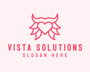 Pink Bull Heart  logo design