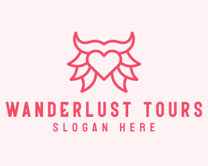 Pink Bull Heart  logo design