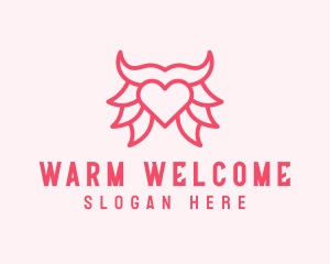 Pink Bull Heart  logo design