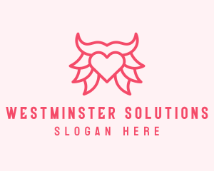 Pink Bull Heart  logo design