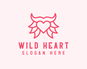 Pink Bull Heart  logo design