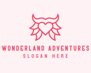 Pink Bull Heart  logo design