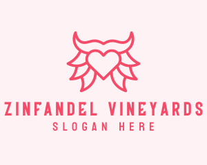 Pink Bull Heart  logo design