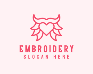 Pink Bull Heart  logo design